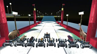 Animal Kart Race. A course illuminated by lights in a night race! | Animal Revolt Battle Simulator