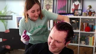 dyeing my husband's hair for charity