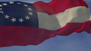 Waving flag and National Anthem of the Confederate Sates of America 1861-1863 (historical recording)