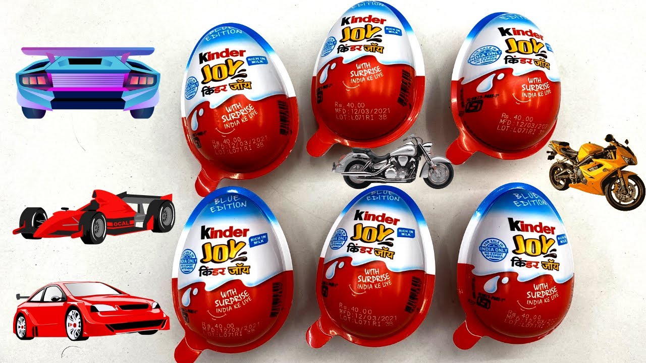 Collection of Kinder Joy with Car and Bikes Surprise inside 