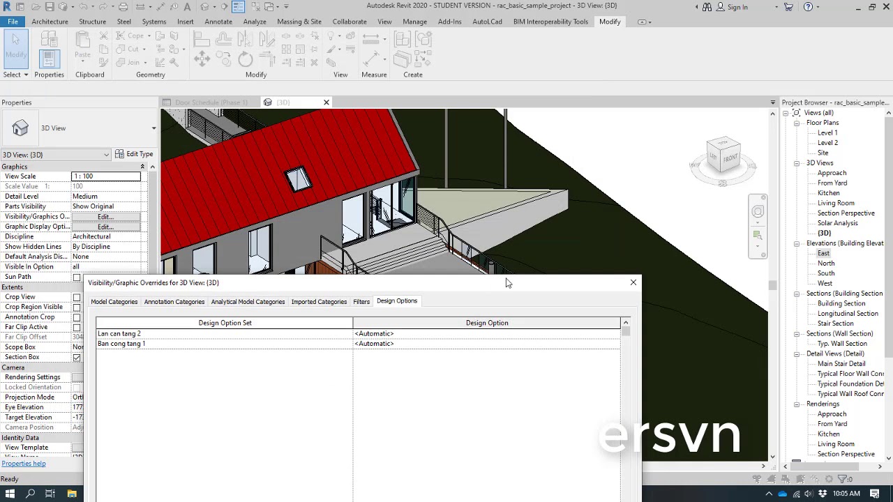 Phasing và Design Option #Revit | Bài 12: Quản lý hiển thị Design ...