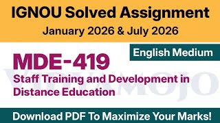 Famous IGNOU MDE 419 Solved Assignment 2026-27 English Medium PDF Download | MADE : MA Distance Education Wealth