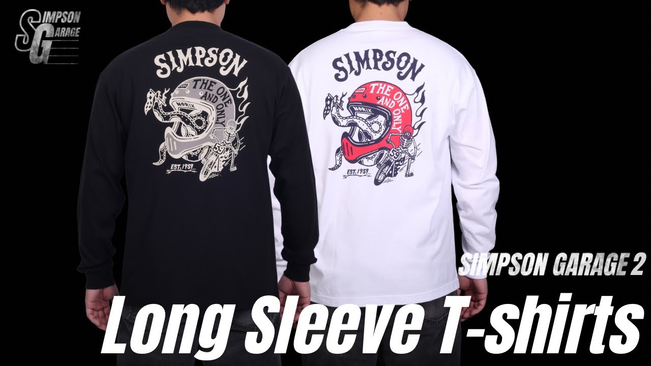 SIMPSON GARAGE Vol.2 長袖Tシャツ ホワイト｜SIMPSONヘルメット公認