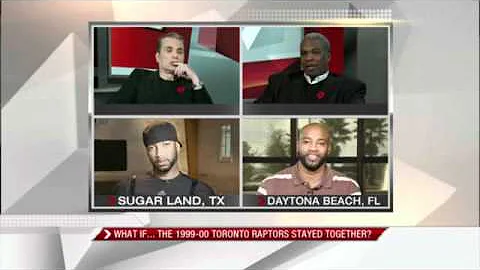 Vince Carter, Tracy McGrady, and Charles Oakley ta...