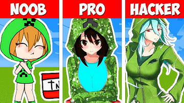 Pixel Art (NOOB vs PRO vs HACKER) Creeper Girl in Minecraft