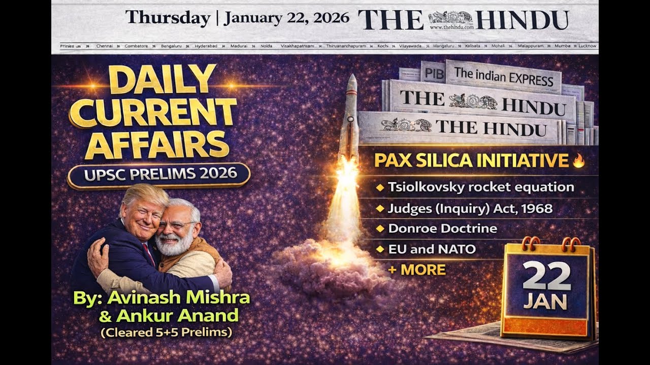 UPSC Prelims 2026 Daily Current Affairs MCQs – 22 January (The Hindu ...