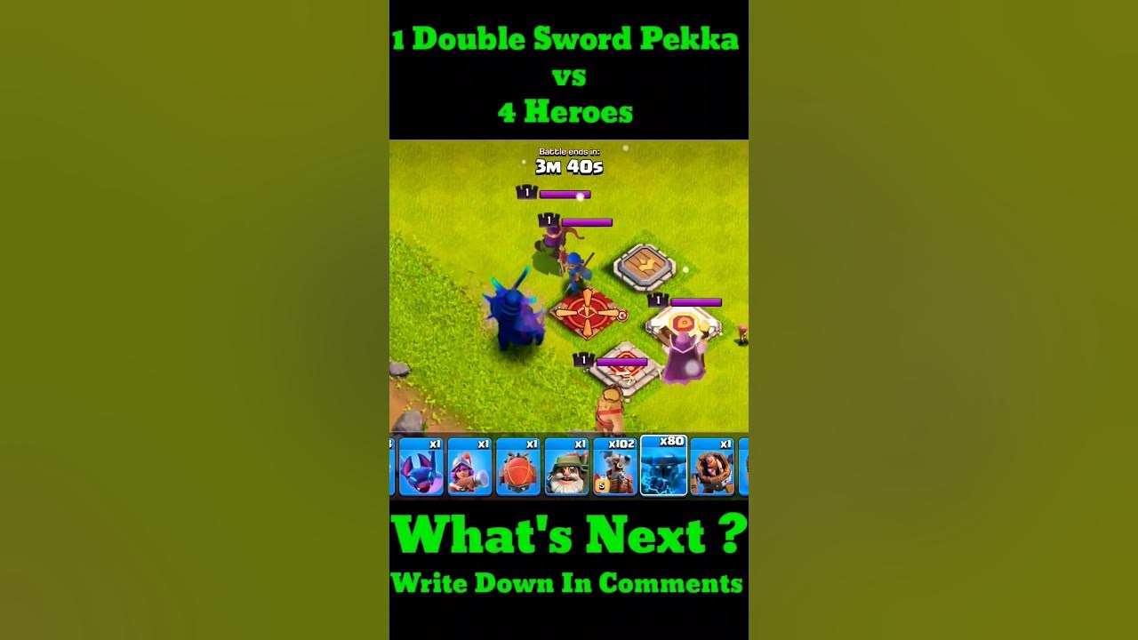 Mega Pekka Vs 4 Heroes ! 💯 Who Will Win ?viral clashofclans 