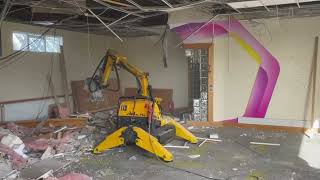 1.1 Tonne Remote Demolition Machine with Grapple Attachment doing Indoor Demolition Job