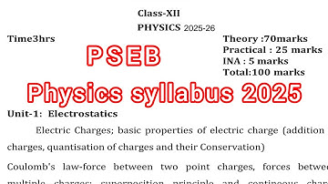 12th Physics syllabus PSEB #pseb #physics #syllabus 