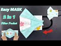 NEW Design 5 Minutes FACE MASK 3 Layers | Easy Sewing MASK with Filter Pocket Tutorial | So CUTE !!