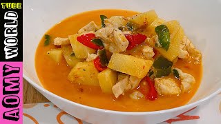 AMAZING THAI FOOD | Thai Pineapple Curry with Chicken Recipe | AomyWorldTUBE | YUMMY ❤