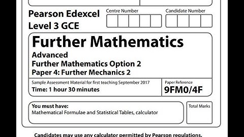 Further Mechanics 2 sample paper Pearson Edexcel A level further maths