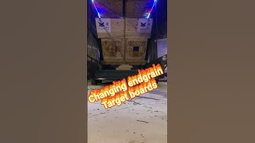 Changing end grain boards at night #axethrowing