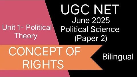 UGC NET JUNE 2025 | Political Science | Unit 1 | CONCEPT OF RIGHTS| Paper 2