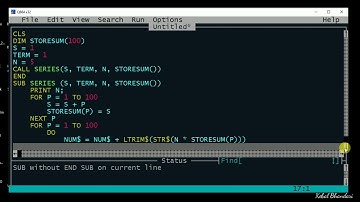 Qbasic Series 5, 102035, .......upto 10th term using SUB Procedure.