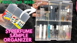 MUST HAVE! $1 PERFUME SAMPLE ORGANIZER!!  DOLLAR TREE PERFUME OGANIZING HACK!!!