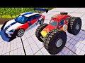 Big Monster Truck &amp; Small Cars Jumps Total Destroy - Crash Hard BeamNG Drive Car Monster Trucks