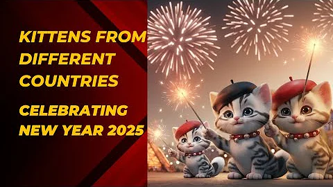 Kittens from different countries celebrating new year 2025#worldcat #newyear  @Ai_creator_24