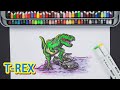 Draw A T-Rex｜Broken Car｜霸王龍｜Line Draft｜簡易繪圖恐龍｜Easy Drawing for Drawing Beginners｜Dinosaur Collection