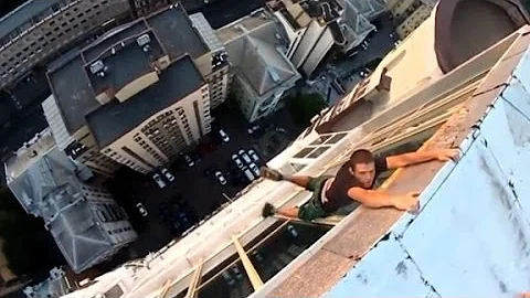 Bet this dangling daredevil will make you sweat!