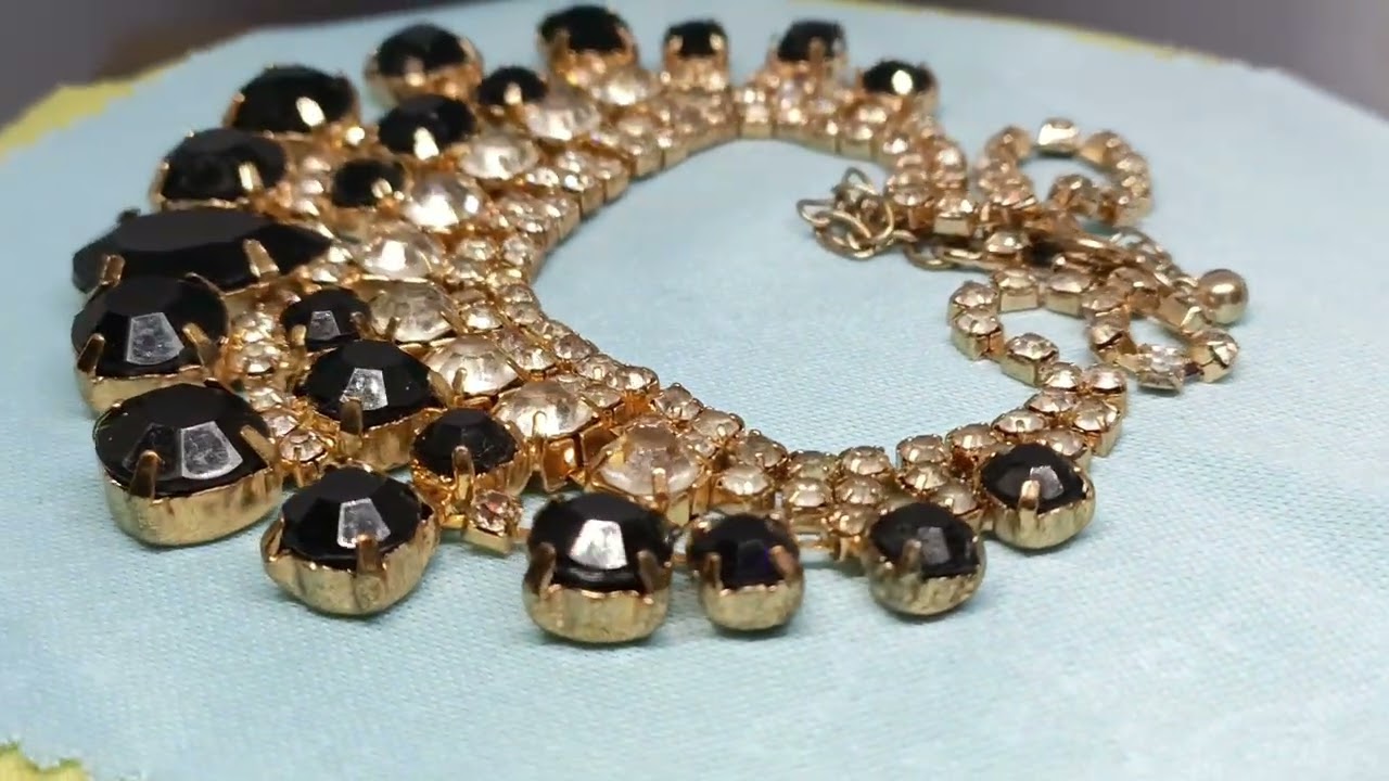 896 Вінтажне кольє “Чорна ніч” з кристалами, багаторядне