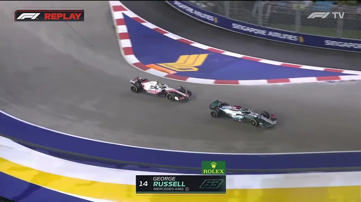 George Russell hits Mick Schumacher and gets a pun...