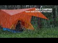 Solo Camping: Berjalan saat hujan di hutan pinus, camping di tepi jurang, ASMR