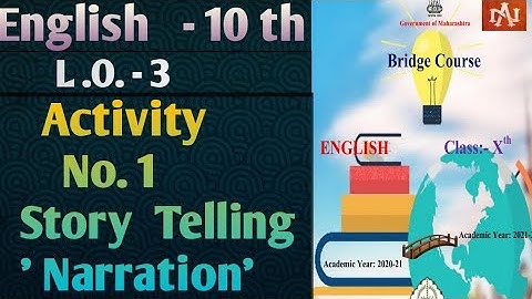 Std.10 English Bridge Course | L.O.3 - Activity No.1 | Story telling with an Example | by Narayani T