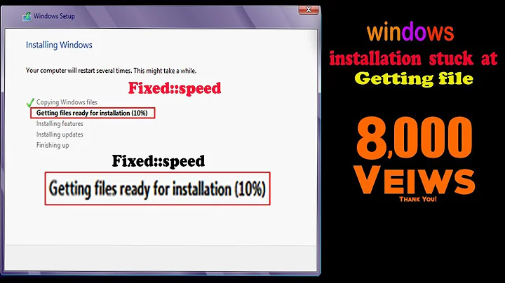 windows 7 installation stuck at getting file::Fixed::speed