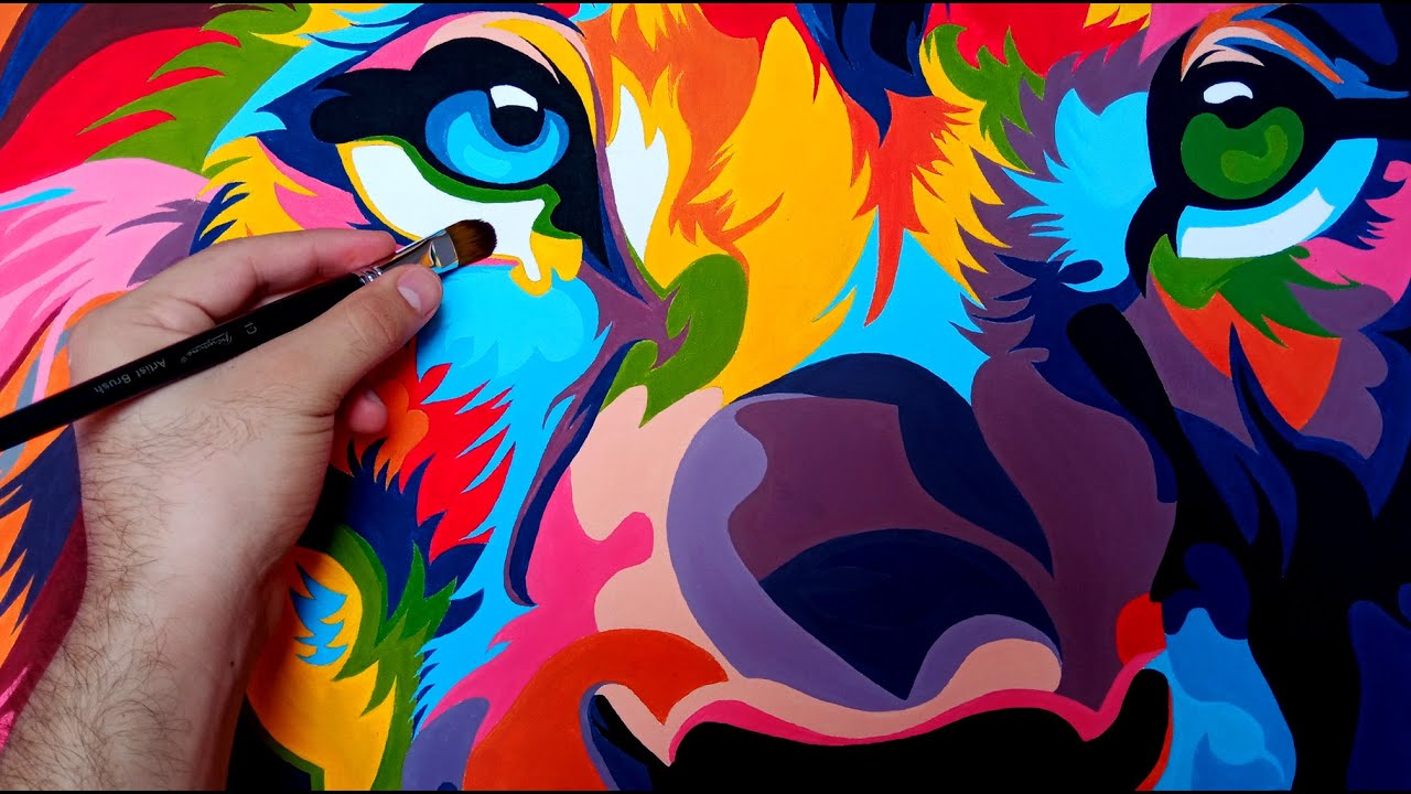 Ideal respuesta diferente Pintura de LEÓN MULTICOLOR sobre Lienzo | Que Pinta la de Juan - YouTube