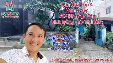 Bán Nhà Cấp 4 NGAY CHỢ THỦ ĐỨC - Hẻm 1 Sẹc 792 Kha Vạn Cân - Linh Đông - Thành Phố Thủ Đức