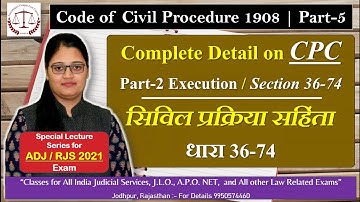 Code of Civil Procedure 1908 | Part 5 | Execution | Section 36-74 | Urmila Rathi | SULC