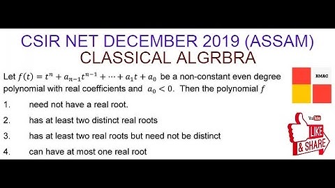 CLASSICAL ALGEBRA :: PART B :: CSIR NET 2019 MATHEMATICS (ASSAM)