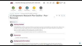 Week 1 Research Plan Outline -  Peer Review Assignment Explained Peer Review Assignment 1