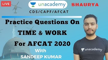 Practice Questions On Time & Work for AFCAT 2020 | AFCAT 2020 Preparation | Sandeep Kumar