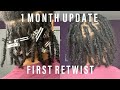 First Retwist and 1 Month Update | New Set of Starter Locs | Two Strand Twist