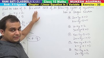 Class 10 Maths (Ex 3D Q4-8) Linear Equation in 2 Variable (R S Agarwal 2019)
