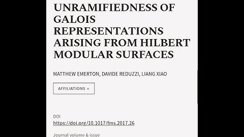 UNRAMIFIEDNESS OF GALOIS REPRESENTATIONS ARISING FROM HILBERT MODULAR SURFACES | RTCL.TV
