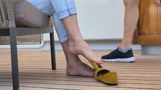 Attention On Deck Public Shoeplay, Dangling, Bare Feet, Shoe Crushing