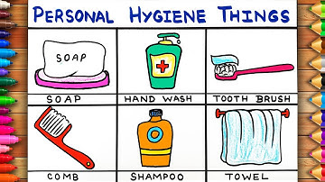 How to draw and colour Personal Hygiene Things | Personal Hygiene Drawing | Daily Hygiene Drawing