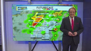 Warm afternoon with developing showers and storms