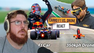 Drone Vs Carro de Formula 1(ft. Max Verstappen) - React: World's Fastest Camera Drone Vs F1 Car