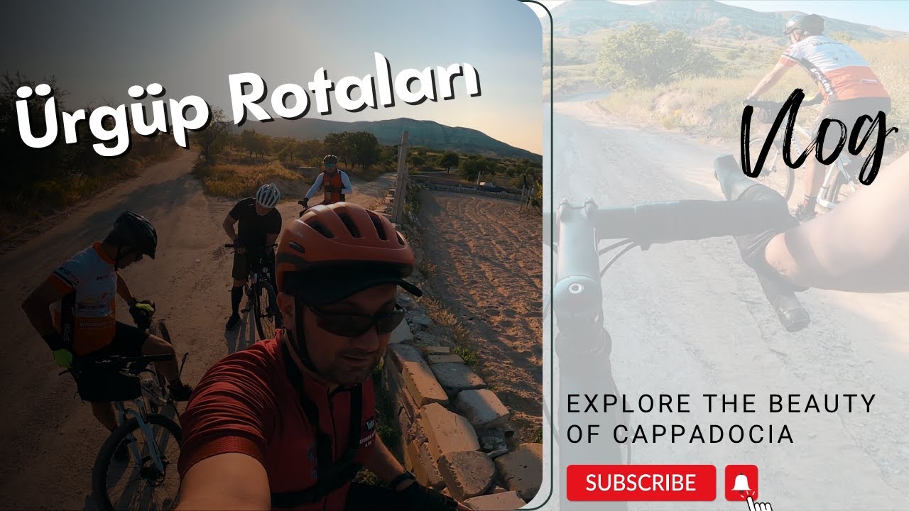 Kapadokya Kızılçukur vadisi yakınlarında bisiklet sürüyoruz.