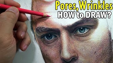HOW...Skin PORES, WRINKLES? Colored Pencil Drawing Realistic Skin Tone Tutorial in Real-Time