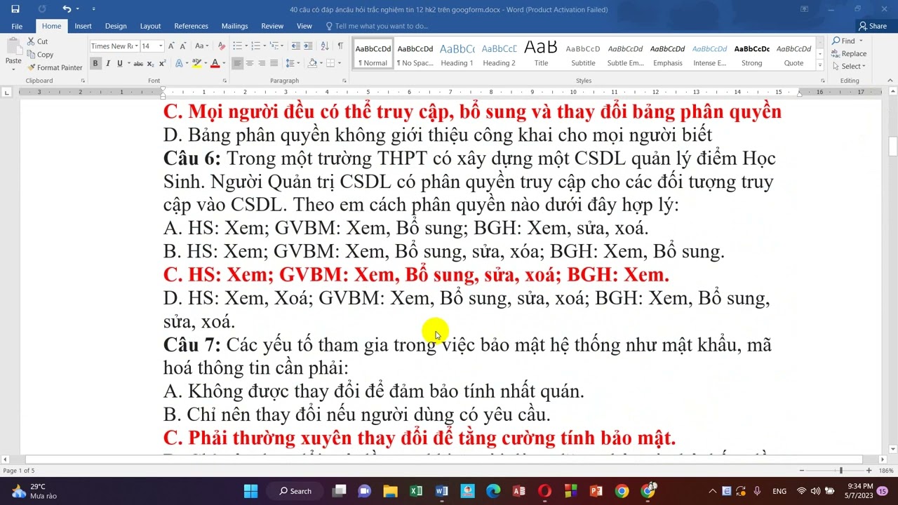 Đáp án 40 câu trắc nghiệm tin 12, ôn tập cuối kì 2 - youtube