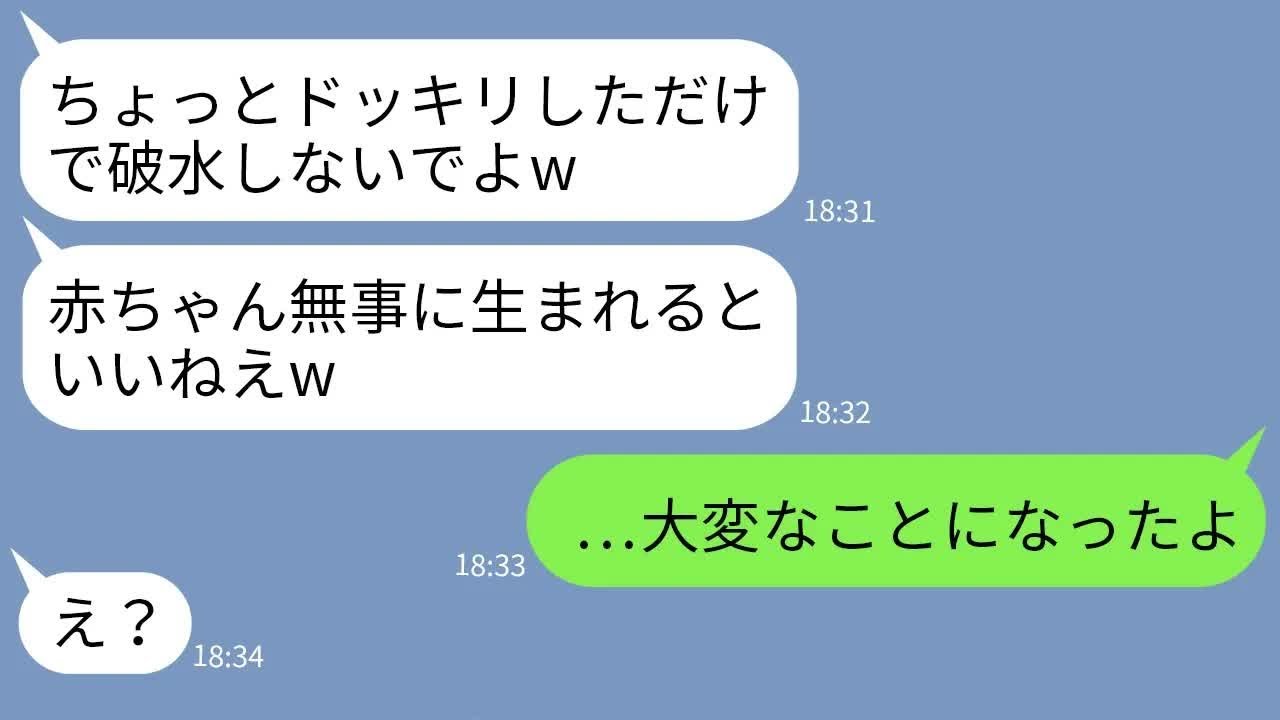 【LINE】臨月の妊婦の私にドッキリをしかけて破水させたママ友「なんで破水してんの？」→クズ女を本気で追い込んで地獄に叩き落とした結果…