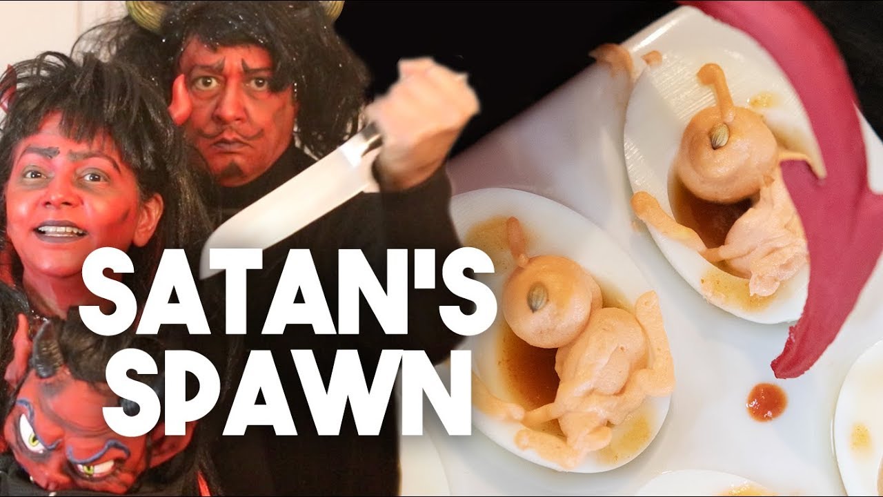 Satan's Spawn - Halloween Deviled Eggs - Kravings Food Adventures