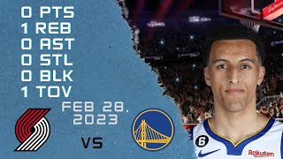 Patrick Baldwin Jr. NBA WARRIORS vs BLAZERS Regular season Gameplay Possessions - 28-02-2023