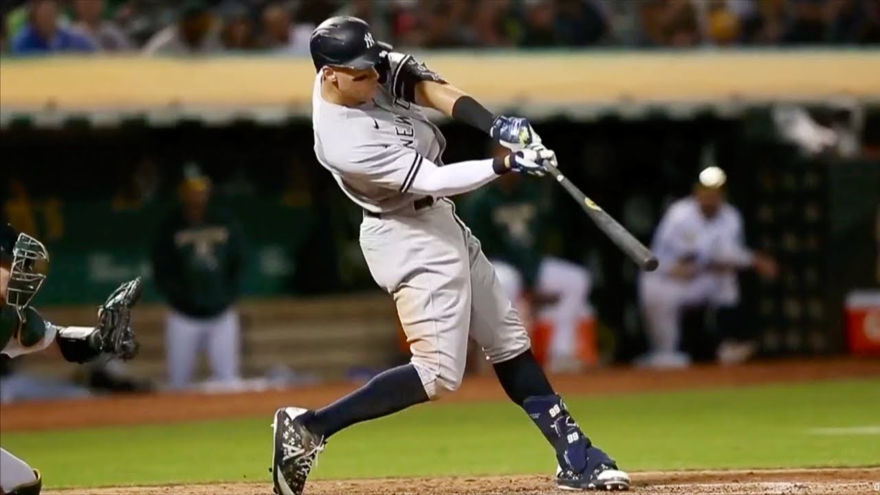 Aaron Judge Slow Motion Home Run Baseball Swing Hitting Mechanics