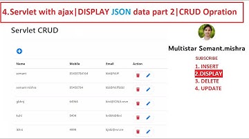 4. Servlet with ajax | DISPLAY JSON data with AJAX part 2| CRUD Operation |Advance JAVA | Semant Sir